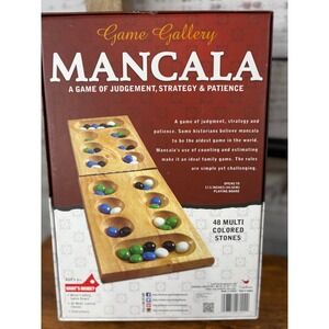 Cardinal Game Gallery Mancala Wood Folding Board Game 48 Glass Stones